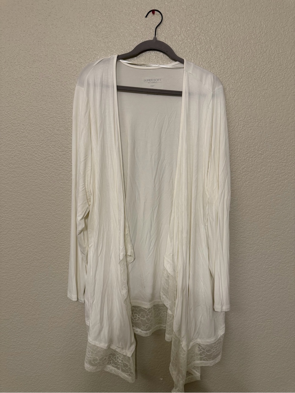torrid White Lace-Trim Open Front Cardigan